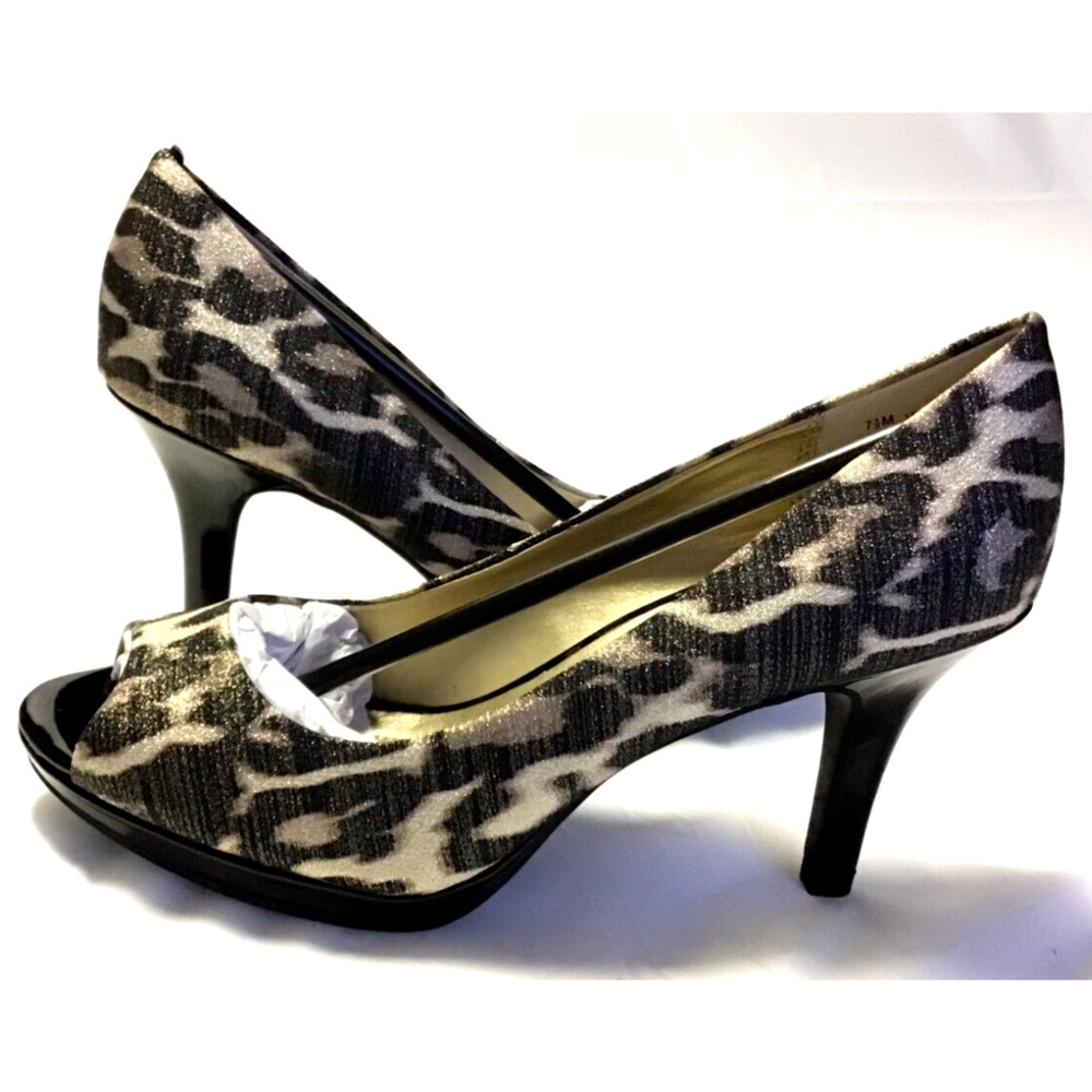 Bandolino BFlexible BDSupermodel Animal Print Peep Toe High Heel Womens 7.5M Y2K